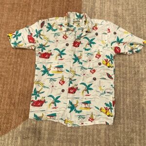 Vintage Papaya Men Button Down Miami Beach Shirt Small VTG